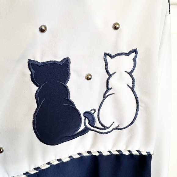 Vintage American Silver Threads USA Cat Lady 90s Y2K Zip Front Windbreaker Women - Picture 7 of 9